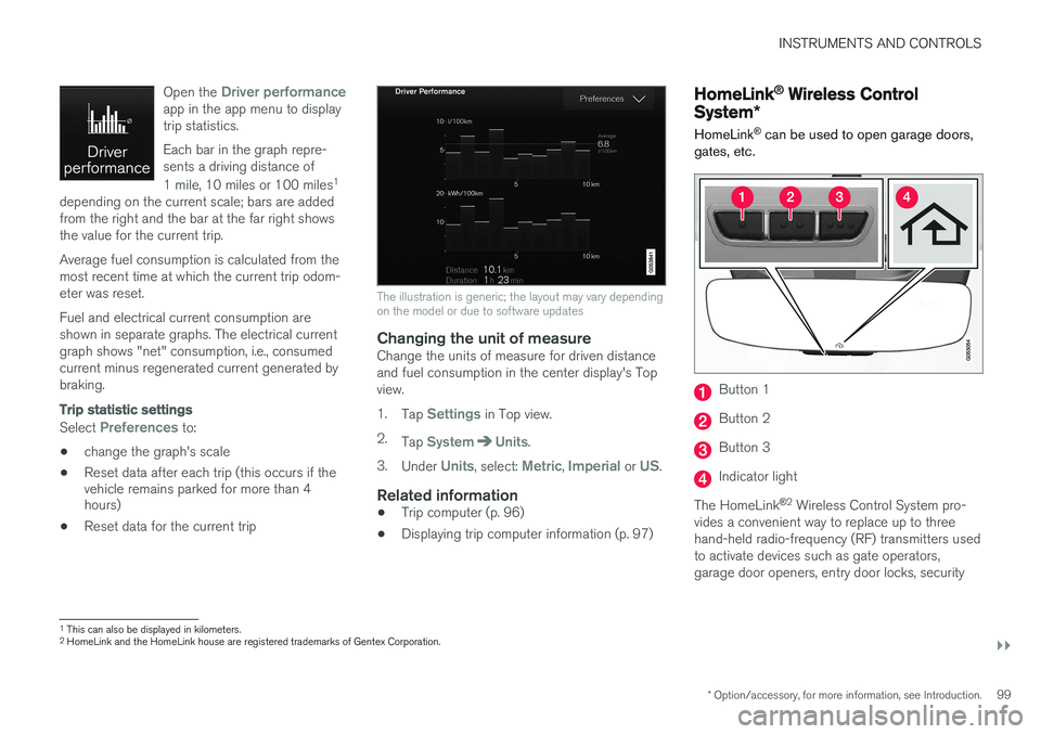 VOLVO XC90 T8 2016 Owner´s Manual INSTRUMENTS AND CONTROLS
}}
* Option/accessory, for more information, see Introduction.99
Open the
Driver performanceapp in the app menu to display trip statistics. Each bar in the graph repre- sents VOLVO XC90 T8 2016 Owner´s Manual INSTRUMENTS AND CONTROLS
}}
* Option/accessory, for more information, see Introduction.99
Open the
Driver performanceapp in the app menu to display trip statistics. Each bar in the graph repre- sents