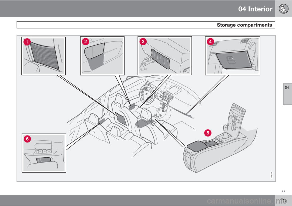 VOLVO C30 2012  Owner´s Manual 04 Interior
 Storage compartments
04

115 