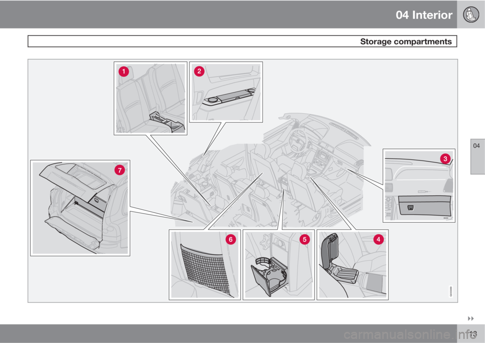 VOLVO XC90 2012  Owner´s Manual 04 Interior
 Storage compartments
04

113
G033089 