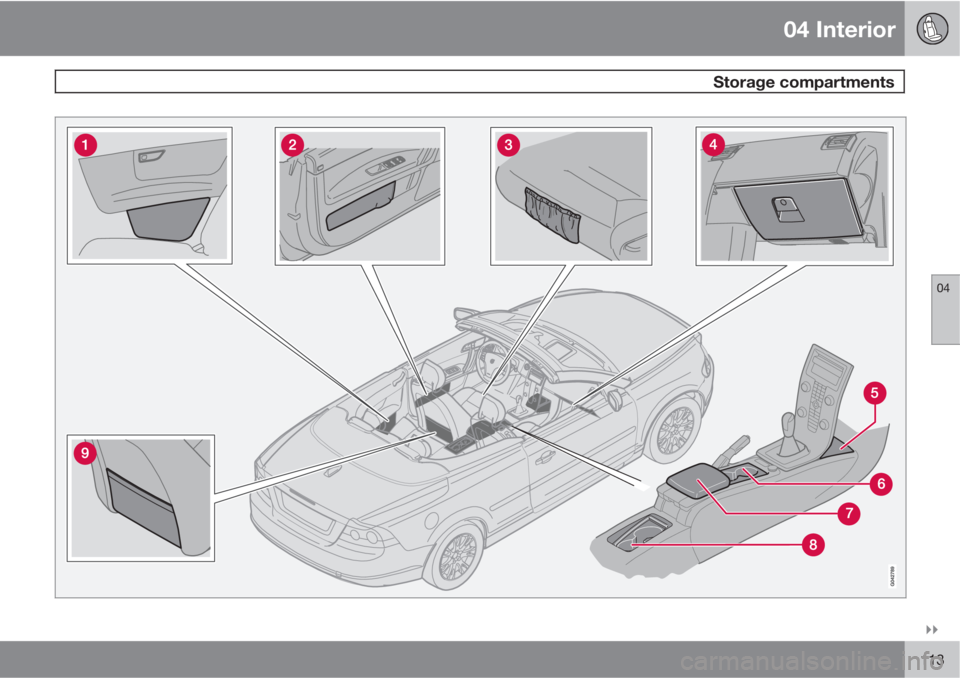 VOLVO C70 2011  Owner´s Manual 04 Interior
 Storage compartments
04

113 