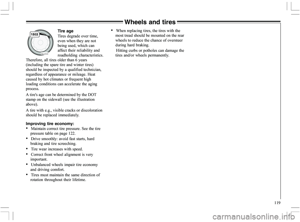 VOLVO XC70 2006  Owner´s Manual 119
IMG-201620
Wheels and tires
Tire age
	



	






 

		


	
