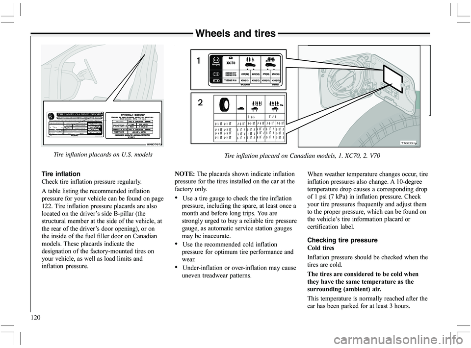 VOLVO XC70 2006  Owner´s Manual 120
Wheels and tires

 = 
		
	



		


	

:;
8		