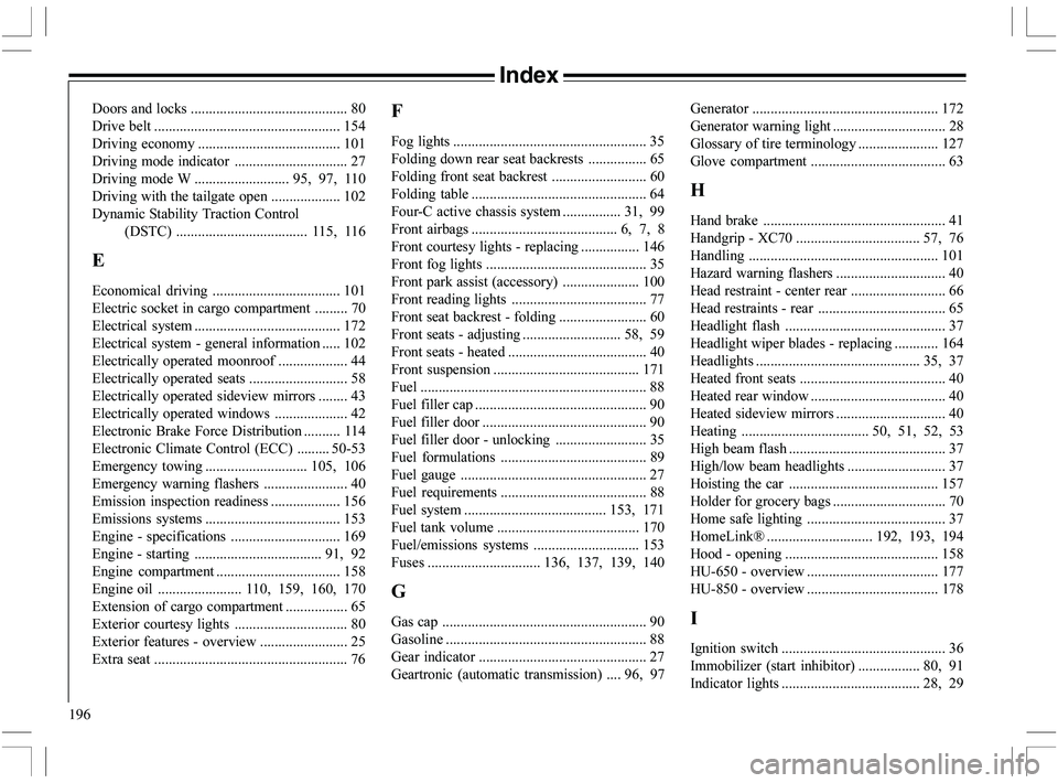 VOLVO XC70 2006  Owner´s Manual 196
Index
	
	










































 &2



















































\
 %F/
 






































 %2%
