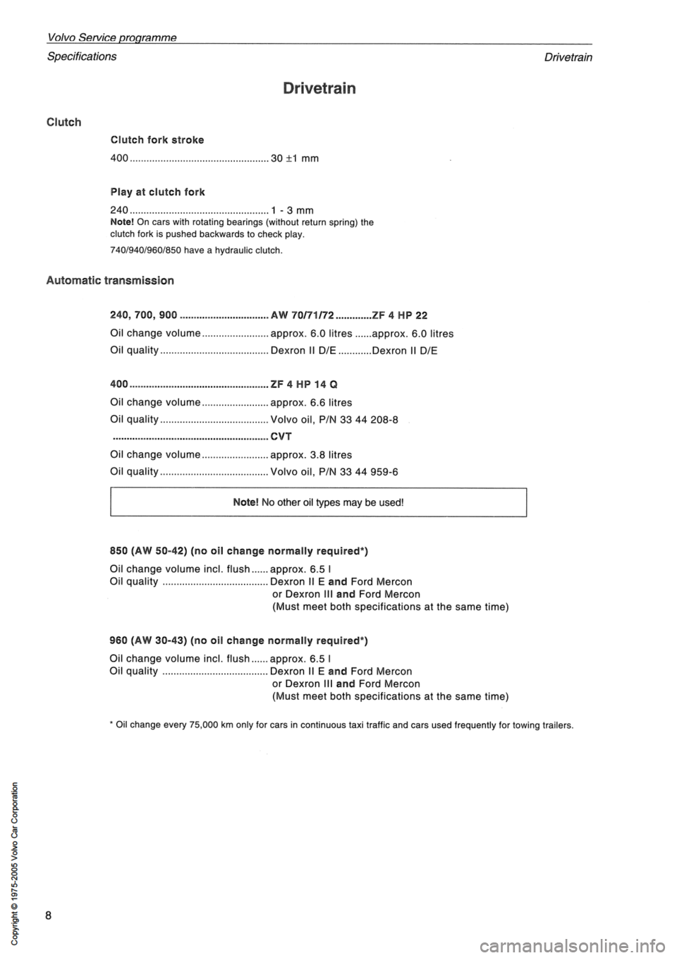 VOLVO 240 1991  Service User Guide 