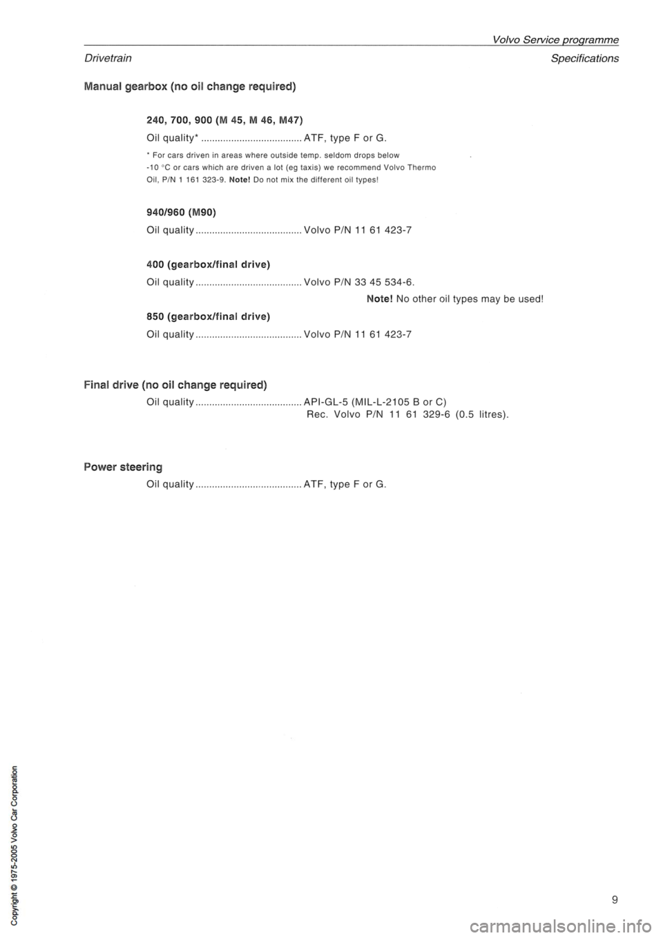 VOLVO 240 1991  Service User Guide 