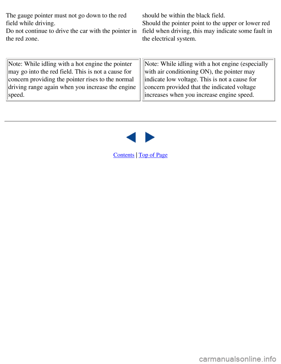 VOLVO 240 1990 User Guide 
Volvo 1990 240 Model
The gauge pointer must not go down to the red 
field while driving.  
Do not continue to drive the car with the pointer in 
the red zone. 
 Note: While idling with a hot engine t