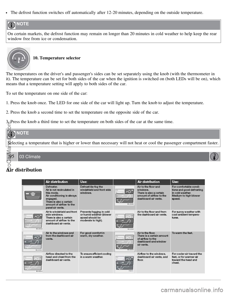 VOLVO S40 2008 Manual Online The defrost function switches off automatically after 12-20 minutes, depending on the outside temperature.
NOTE
On certain markets, the defrost function may remain on longer than 20 minutes in co VOLVO S40 2008 Manual Online The defrost function switches off automatically after 12-20 minutes, depending on the outside temperature.
NOTE
On certain markets, the defrost function may remain on longer than 20 minutes in co