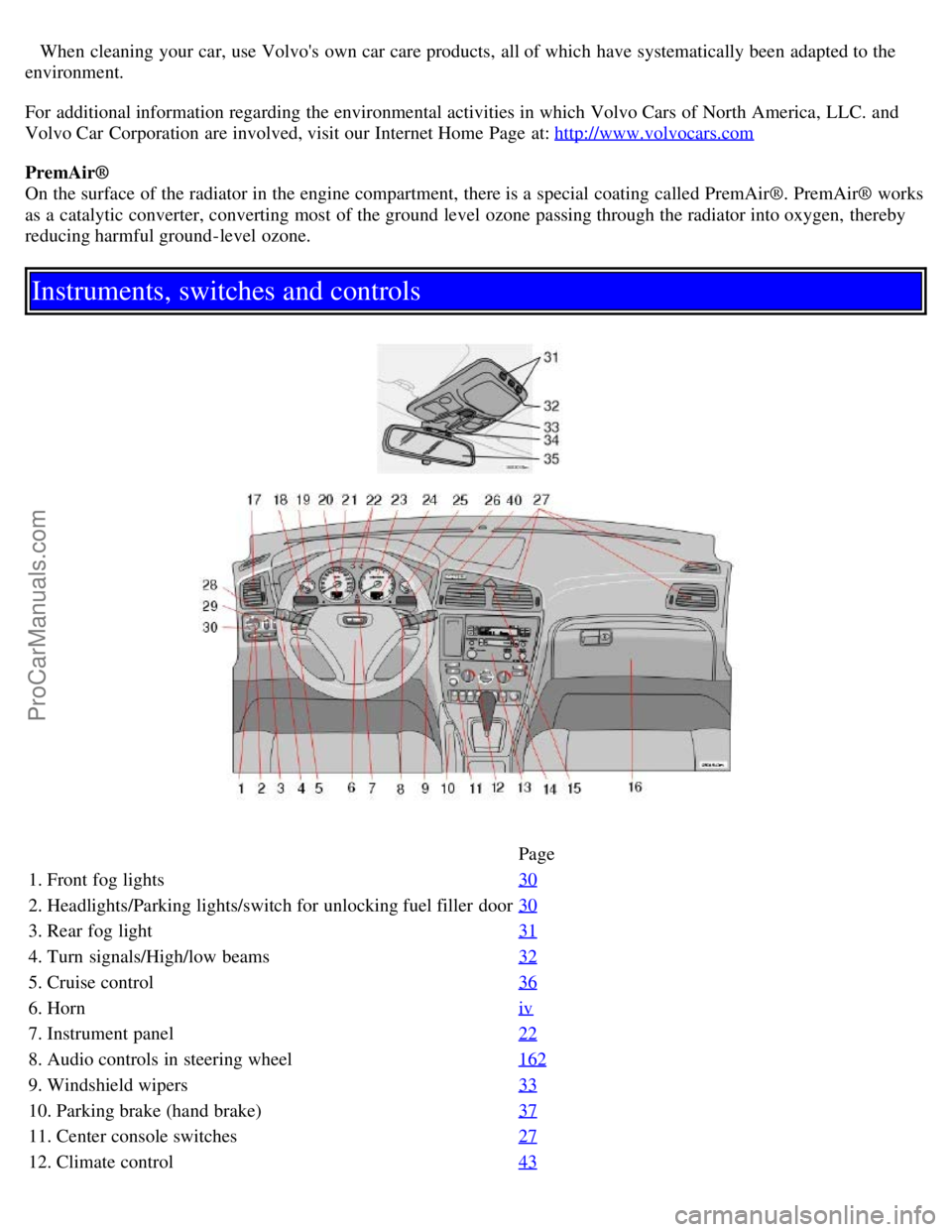 VOLVO S60 2004 Owners Manual When cleaning your car, use Volvos own car care products, all of which have systematically been adapted to the
environment.
For additional information regarding the environmental activities in whi VOLVO S60 2004 Owners Manual When cleaning your car, use Volvos own car care products, all of which have systematically been adapted to the
environment.
For additional information regarding the environmental activities in whi