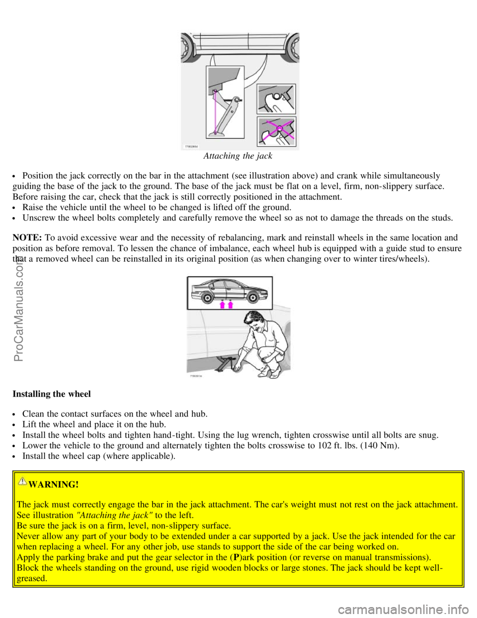 VOLVO S60 2003 Manual PDF Attaching the jack
Position the jack correctly on the bar in the attachment (see illustration above) and crank while simultaneously
guiding the base of the jack to the ground. The base of the jack m VOLVO S60 2003 Manual PDF Attaching the jack
Position the jack correctly on the bar in the attachment (see illustration above) and crank while simultaneously
guiding the base of the jack to the ground. The base of the jack m