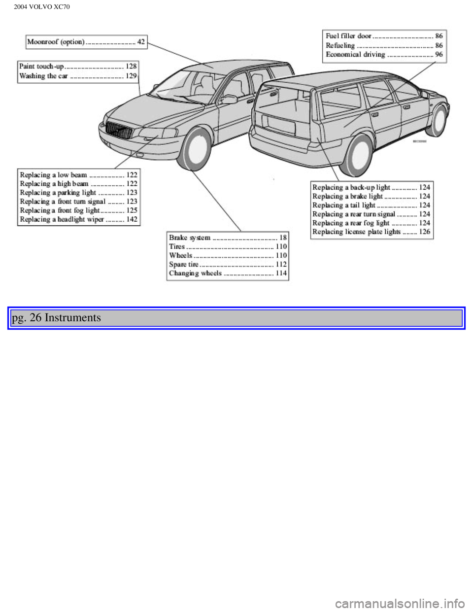 VOLVO XC70 2004 Service Manual 
2004 VOLVO XC70
 
 
pg. 26 Instruments 
 
 
file:///K|/ownersdocs/2004/2004_XC70/04xc70_02a.htm (3 of 14)12/30/200\
6 4:32:56 PM 