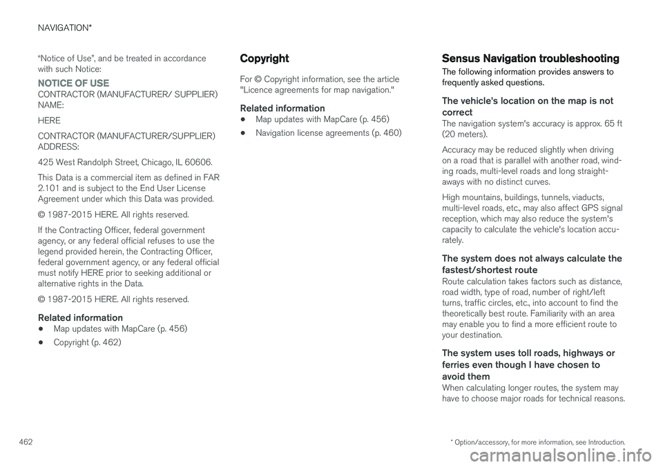 VOLVO XC90 2015  Owners Manual NAVIGATION*
* Option/accessory, for more information, see Introduction.
462 