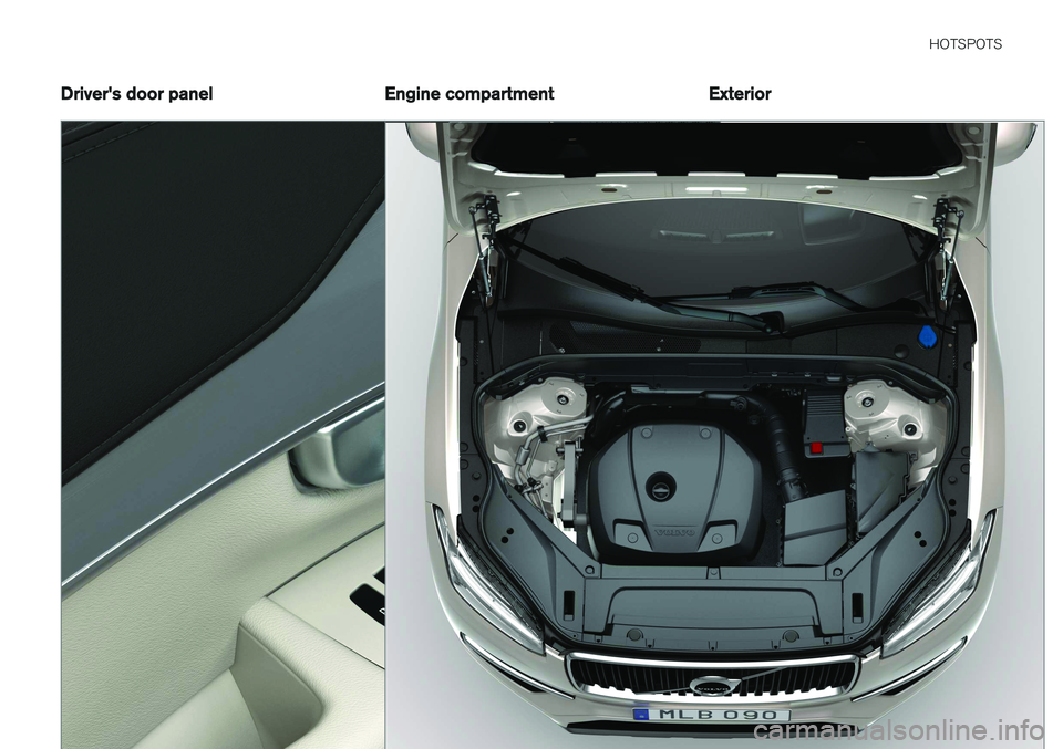 VOLVO XC90 2015  Owners Manual HOTSPOTS
549
Driver's door panelEngine compartmentExterior   