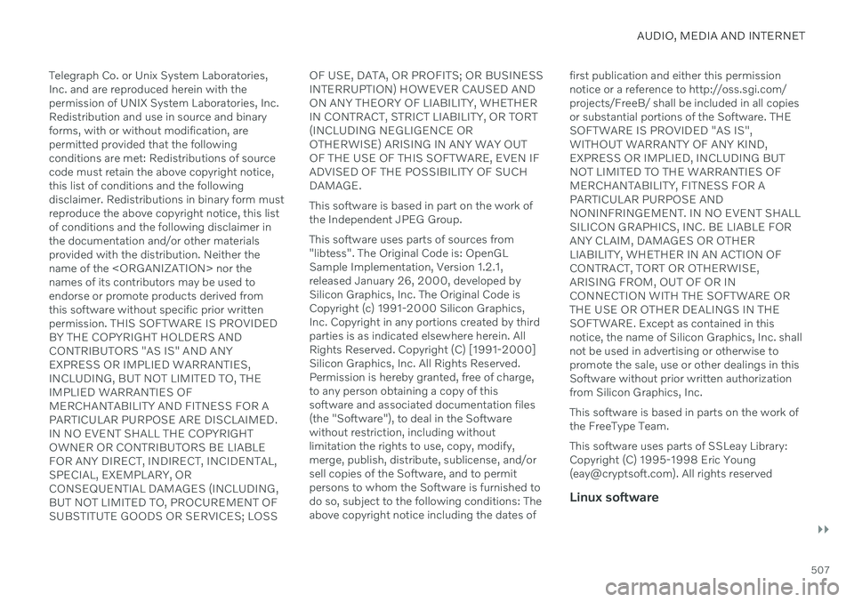 VOLVO S60 TWIN ENGINE 2020 Service Manual AUDIO, MEDIA AND INTERNET
}}
507
Telegraph Co. or Unix System Laboratories, Inc. and are reproduced herein with thepermission of UNIX System Laboratories, Inc.Redistribution and use in source and bina VOLVO S60 TWIN ENGINE 2020 Service Manual AUDIO, MEDIA AND INTERNET
}}
507
Telegraph Co. or Unix System Laboratories, Inc. and are reproduced herein with thepermission of UNIX System Laboratories, Inc.Redistribution and use in source and bina