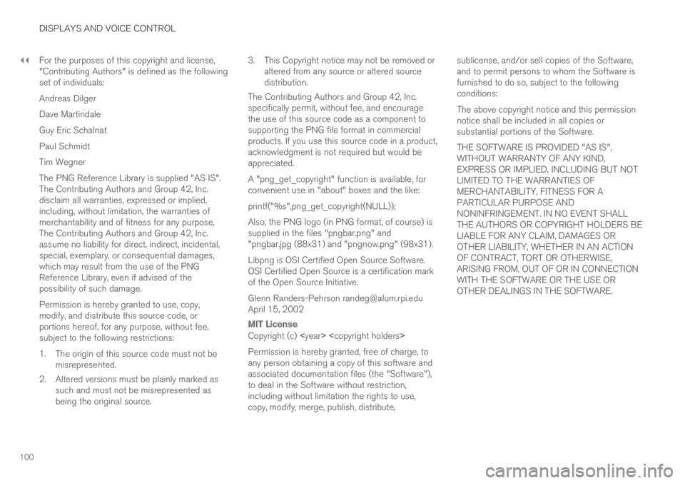 VOLVO S60 TWIN ENGINE 2019 Service Manual ||
DISPLAYS AND VOICE CONTROL
100
For the purposes of this copyright and license,"Contributing Authors" is defined as the followingset of individuals:
Andreas Dilger
Dave Martindale
Guy Eric S VOLVO S60 TWIN ENGINE 2019 Service Manual ||
DISPLAYS AND VOICE CONTROL
100
For the purposes of this copyright and license,"Contributing Authors" is defined as the followingset of individuals:
Andreas Dilger
Dave Martindale
Guy Eric S