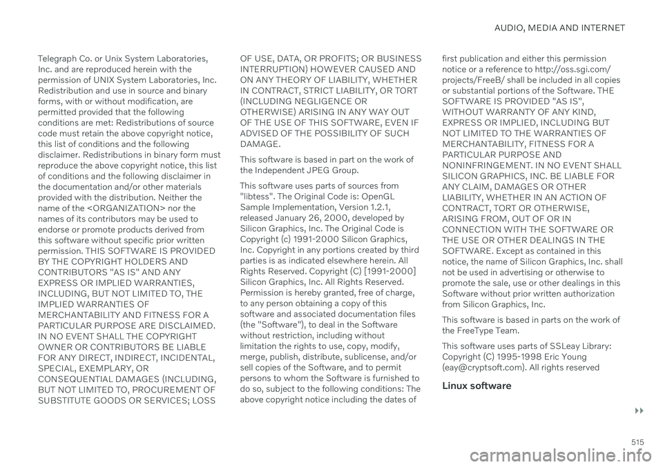 VOLVO V60 TWIN ENGINE 2020 Service Manual AUDIO, MEDIA AND INTERNET
}}
515
Telegraph Co. or Unix System Laboratories, Inc. and are reproduced herein with thepermission of UNIX System Laboratories, Inc.Redistribution and use in source and bina VOLVO V60 TWIN ENGINE 2020 Service Manual AUDIO, MEDIA AND INTERNET
}}
515
Telegraph Co. or Unix System Laboratories, Inc. and are reproduced herein with thepermission of UNIX System Laboratories, Inc.Redistribution and use in source and bina
