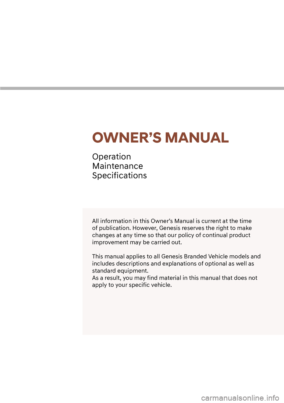 GENESIS G90 2023  Owners Manual 