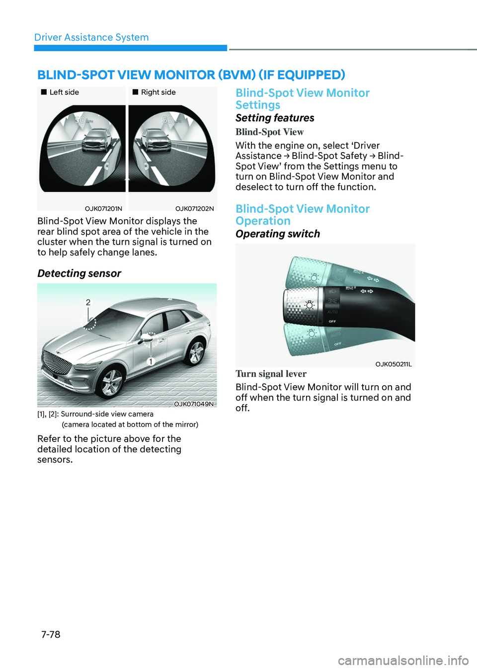 GENESIS GV70 2023  Owners Manual Driver Assistance System
7-7 8
		 