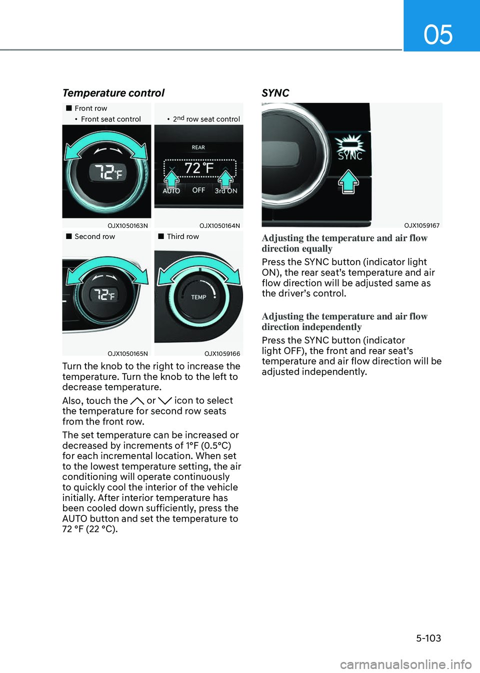 GENESIS GV80 2023  Owners Manual 05
5-103
Temperature control
		 