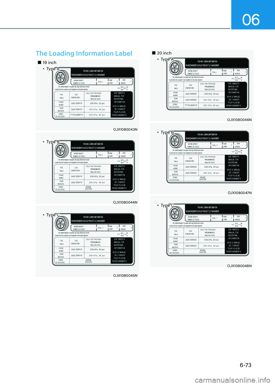 GENESIS GV80 2023  Owners Manual 06
6-73
The Loading Information Label
		 