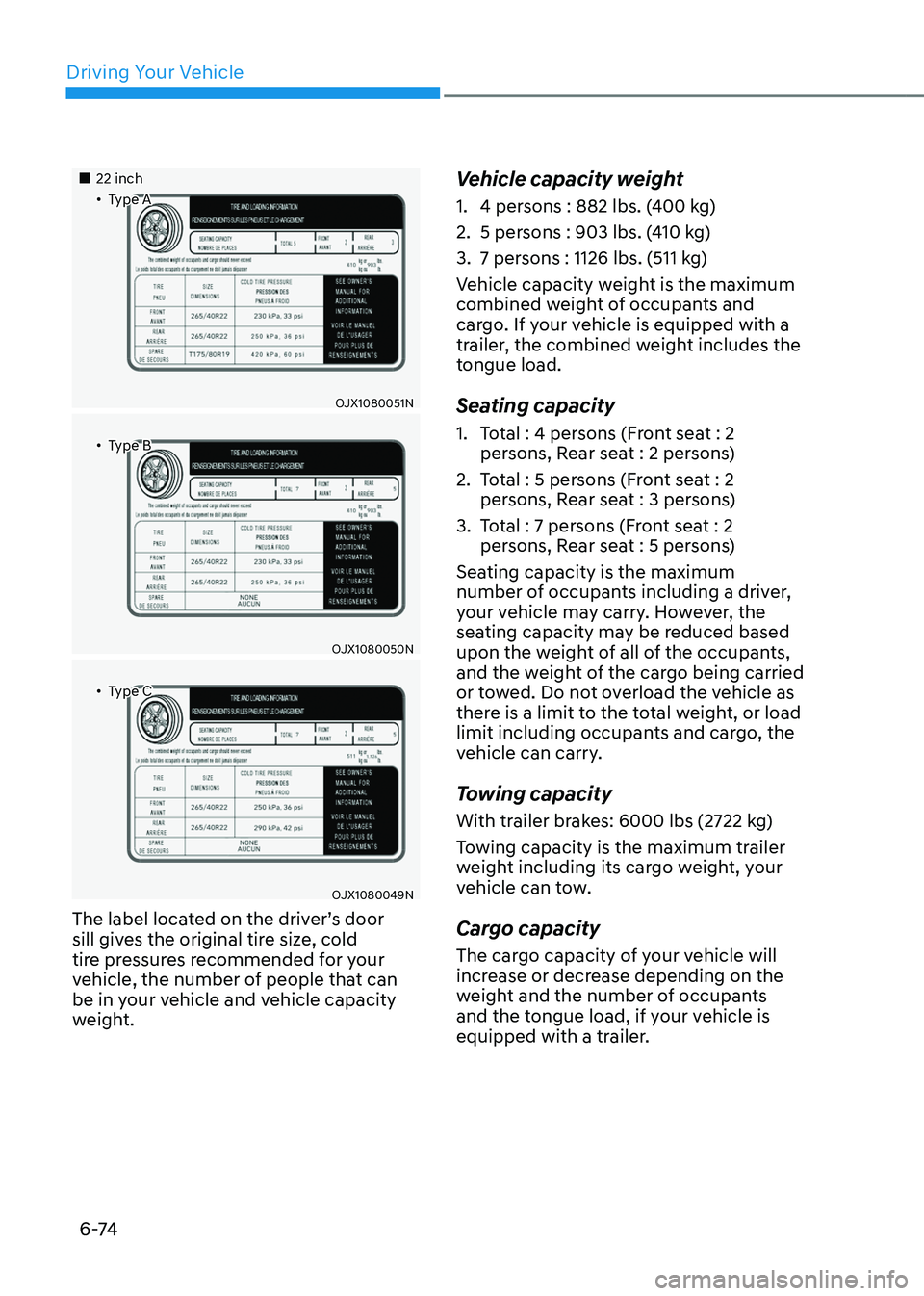 GENESIS GV80 2023  Owners Manual Driving Your Vehicle
6 -74
		 