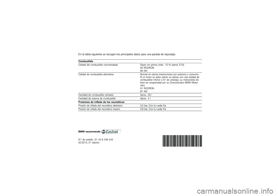 BMW MOTORRAD R 1200 GS 2012  Manual de instrucciones (in Spanish) �#� �� ���*�� ��
�(�	�
���� �� �\f����(�� ��� ��\f�
���
����� ����� ���\f� �	�� ���\f��� �� �\f�������<��
�"��#�$��
��	�$��\b
�=���
��� 