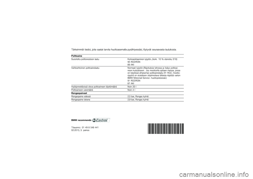 BMW MOTORRAD R 1200 GS 2012  Käsikirja (in Finnish) �%����
�����
 �
��
��\b�
�& ��\b��
� ����
��
 �
���\f��
� ���\b��
�\b���
����� � �����
��
������& ����
��\f��
 ��
�����\f���
� �
������\b��
�