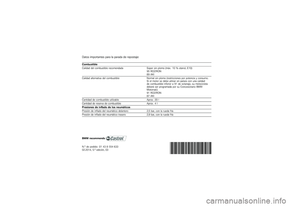 BMW MOTORRAD R 1200 GS 2014  Manual de instrucciones (in Spanish) � ���� �
����\f������ ���\f� �� ���\f��� �� �\f�������;��<
�"��#�$��
��	�$��\b
�=���
��� ��� ����*�	���
�*�� �\f���������� ��\b���\f ��