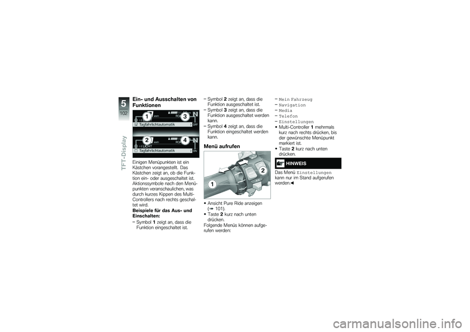 BMW MOTORRAD R 1250 RS 2019  Betriebsanleitung (in German) �0��	�8 ��	� ����������\b�	 ���	
�*��	�����	�\b�	
�F��\b����\b ���\b��>��\b�!���\b ��	� ���\b��(�	�����\b ����\f�\b���	���$�$�� �)�\f�	��(�	�����\b 