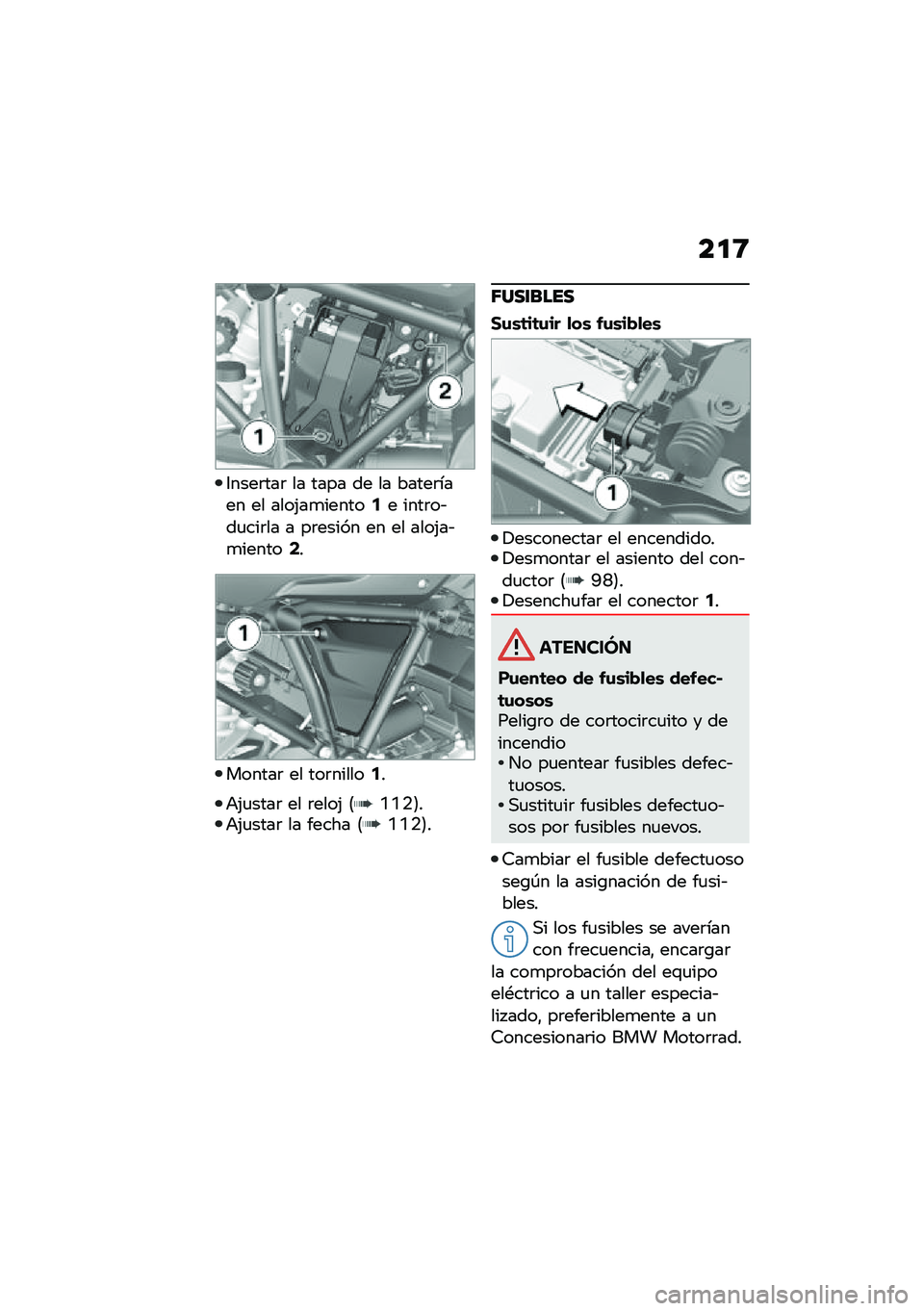 BMW MOTORRAD R 1250 RS 2020  Manual de instrucciones (in Spanish) ��
�;
�1����	���	 �� ���� �� �� �����	���� �� ����(��
������5� ����	��&��
���	�� � ��	����� �� �� ����(��&�
������7�
������	 ��