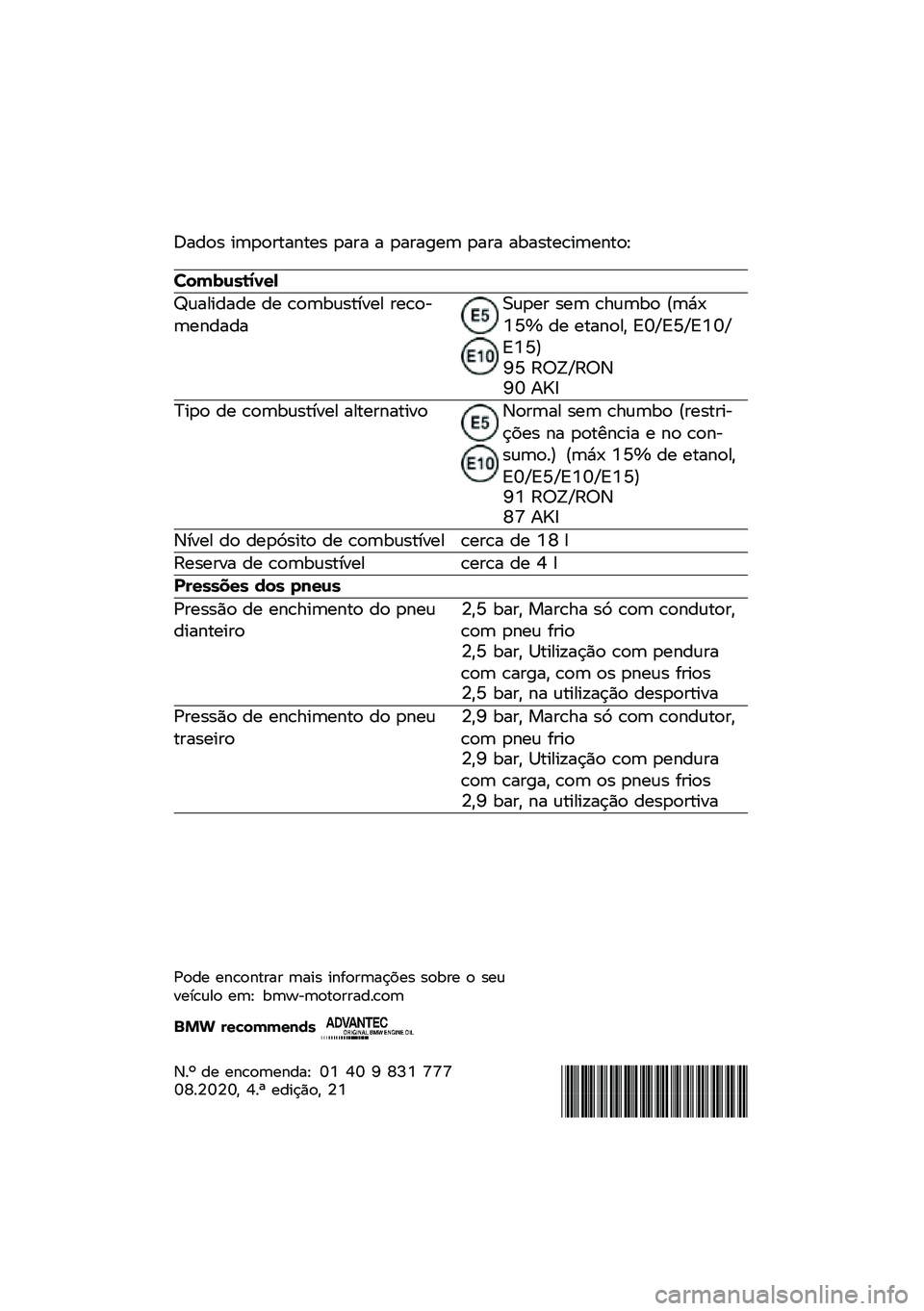 BMW MOTORRAD R 1250 RS 2020  Manual do condutor (in Portuguese) �D����$ �
����\f������$ ���\f� � ���\f���� ���\f� ��&��$����
������E
�������\b�	�\f�
�
�F�	���
���� �� ����&�	�$����� �\f����)�������