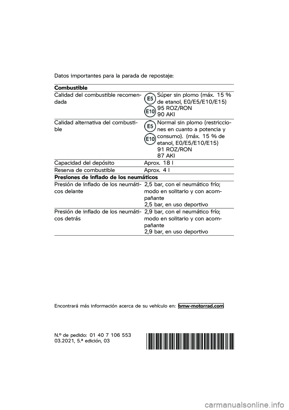 BMW MOTORRAD R 1250 RS 2021  Manual de instrucciones (in Spanish) � ���� �
����\f������ ���\f� �� ���\f��� �� �\f�������.��=
�������\b�	��
�
�>���
��� ��� ����*�	���
�*�� �\f�������������\b���\f �
