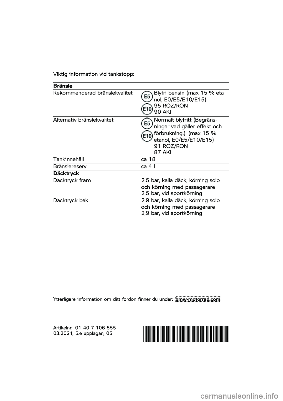 BMW MOTORRAD R 1250 RS 2021  Instruktionsbok (in Swedish) �0���\f�� ��	�
��\b���\f���	 ��� �\f��	��
�\f����>
�����\b�	�

��������	���\b�� �)�\b��	�
��������\f��\f�%���
�\b� �)��	�
��	 �#���* �6�? �A ��\f���