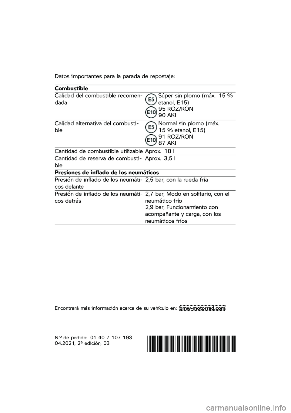 BMW MOTORRAD R NINE T 2021  Manual de instrucciones (in Spanish) � ���� �
����\f������ ���\f� �� ���\f��� �� �\f�������.��=
�������\b�	��
�
�>���
��� ��� ����*�	���
�*�� �\f�������������\b���\f �