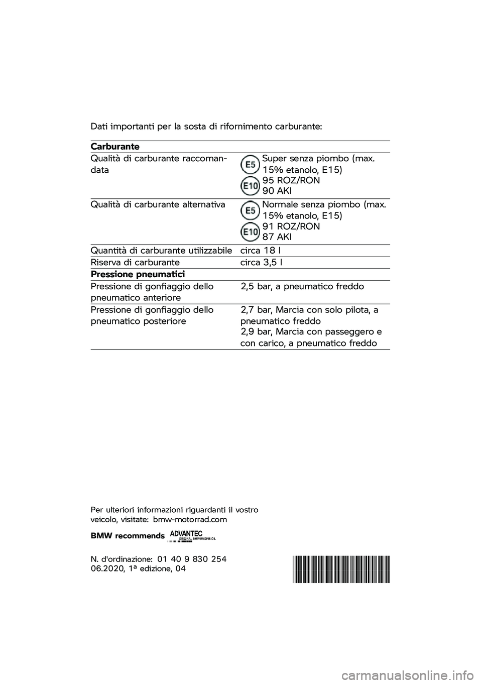 BMW MOTORRAD R NINE T 2020  Libretto di uso e manutenzione (in Italian) �8���\f �\f�	�#��
���
��\f �#��
 �� ����� ��\f �
�\f���
�
�\f�	��
�� ���
� �\b�
��
���9
���������\b�	
�:�\b���\f��) ��\f ���
� �\b�
��
�� �
�����	��
�$�