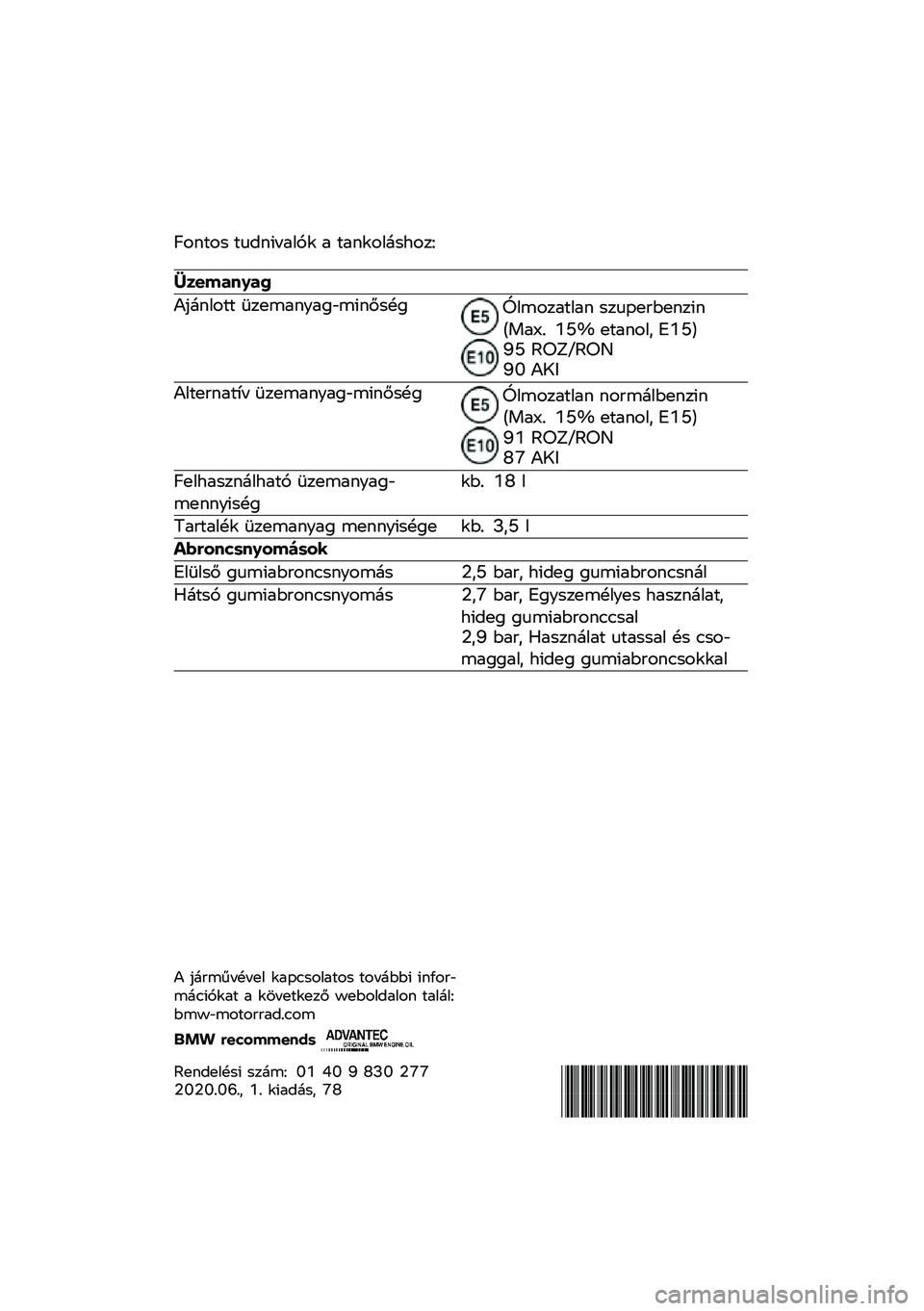 BMW MOTORRAD R NINE T 2020  Kezelési útmutató (in Hungarian) �B����� �����!��	��� �	 ��	�����\b�����C
�����\b�	�
�\b�
�4�#�\b����� �2���\f�	���	��1�\f�!���� ��D��\f���	���	� ����"�������!��.��	�F�3 �G�I�