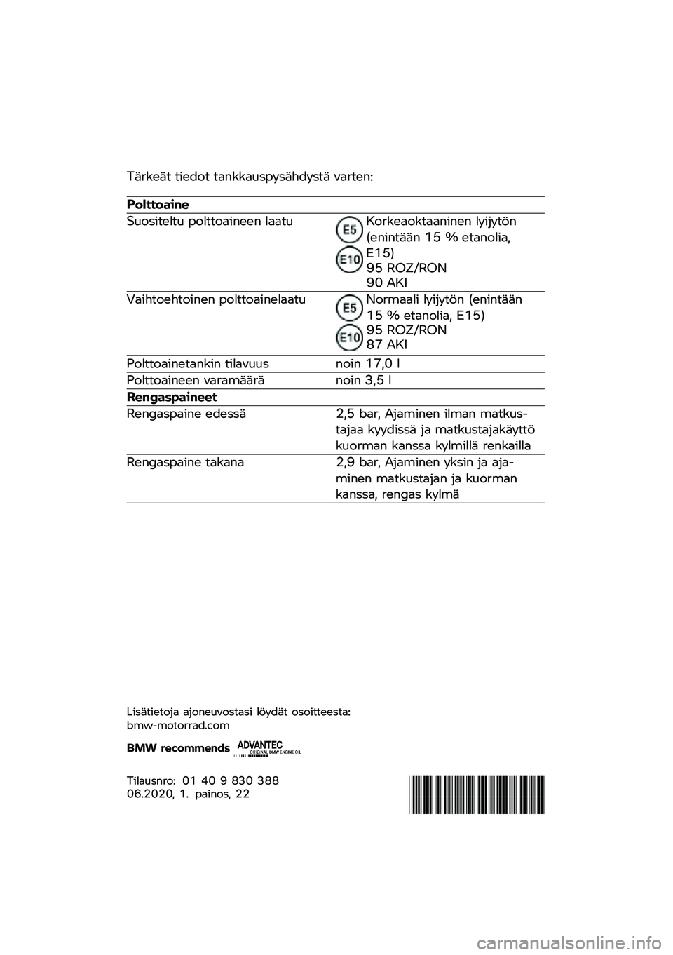 BMW MOTORRAD R NINE T URVAN G/S 2020  Käsikirja (in Finnish) �%��
��
��	 �	��
���	 �	������\f�\b���\b�����\b�	� �"��
�	�
��9
���������\b�	
�7�\f��\b��	�
��	�\f ����	�	�����
�
� ����	�\f�8��
��
����	������
� �