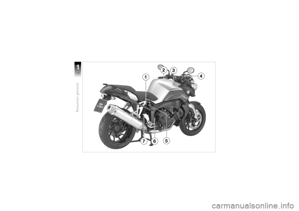 BMW MOTORRAD K 1200 R 2004  Manual de instrucciones (in Spanish) Resumen general110 