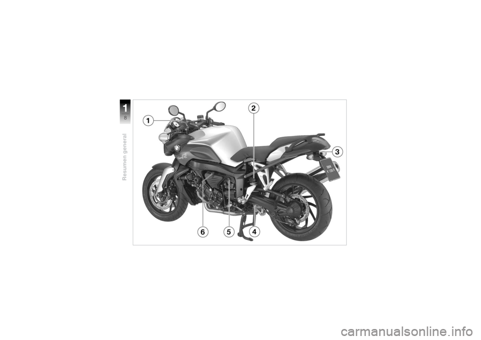 BMW MOTORRAD K 1200 R 2004  Manual de instrucciones (in Spanish) Resumen general18 