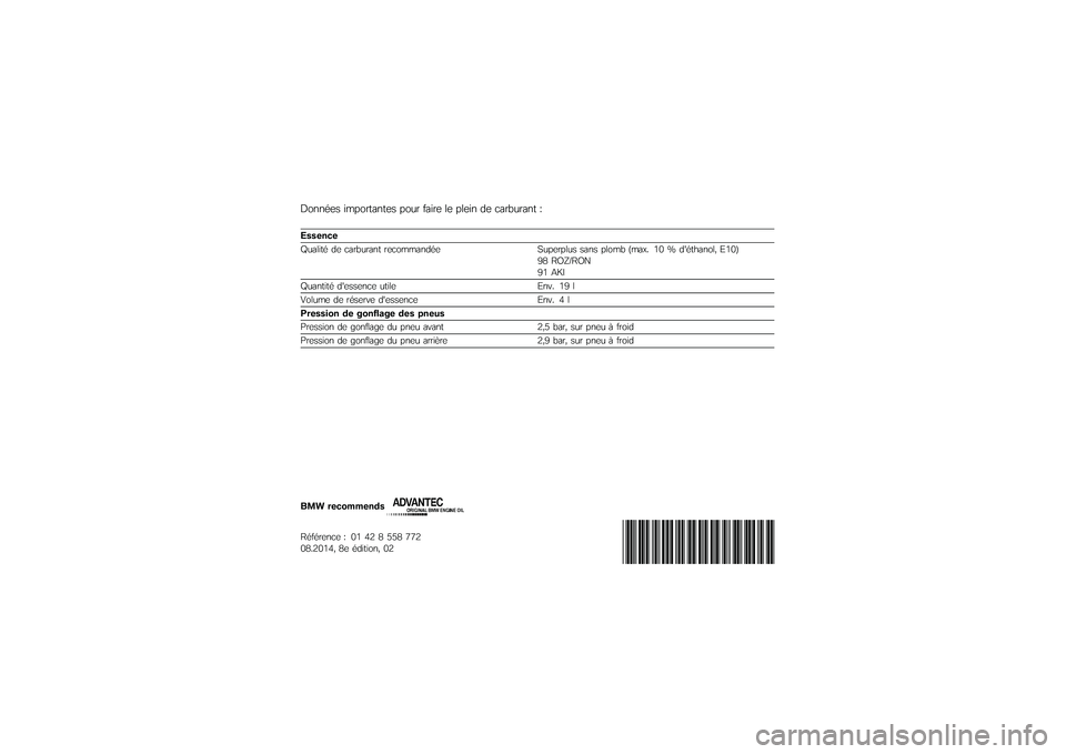 BMW MOTORRAD K 1300 R 2014  Livret de bord (in French) �4����\f�� ����������� ���
� ����� �\b� ��\b��� �� ����:�
���� �;
�������
�<�
��\b���\f �� ����:�
���� ����������\f� �*�
�����\b�