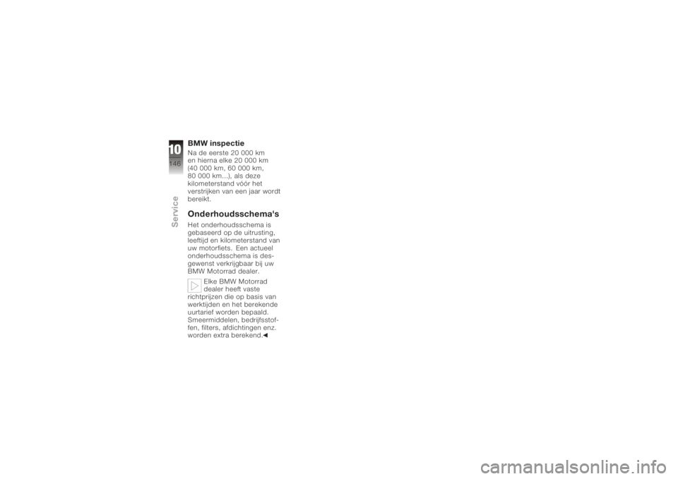 BMW MOTORRAD K 1200 S 2005  Handleiding (in Dutch) BMW inspectieNa de eerste 20 000 km
en hierna elke 20 000 km
(40 000 km, 60 000 km,
80 000 km…), als deze
kilometerstand vóór het
verstrijken van een jaar wordt
bereikt.Onderhoudsschema'sHet o