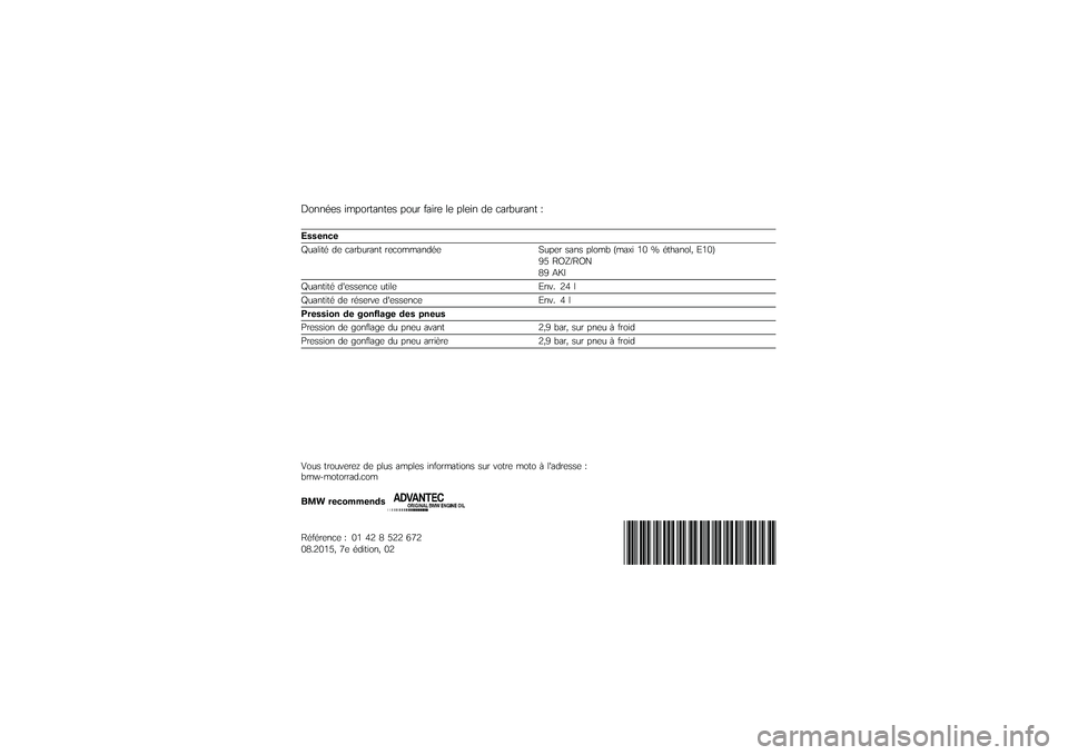 BMW MOTORRAD K 1600 GT 2014  Livret de bord (in French) �4����\f�� ����������� ���
� ����� �\b� ��\b��� �� ����:�
���� �;
� ������
�<�
��\b���\f �� ����:�
���� ����������\f� �*�
��� ���