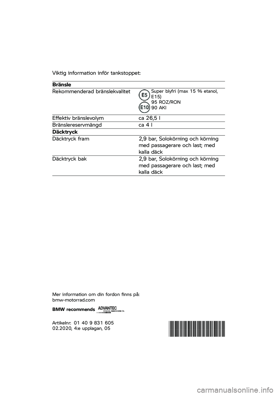 BMW MOTORRAD K 1600 B 2020  Instruktionsbok (in Swedish) �0����� ��\f�����	����\f ��\f��"� ��	�\f��
�������=
�����\b�	�

��������\f����	� �)���\f�
�����	������,�
��� �)��6��� �$��	�* �>�@ �B ���	�\