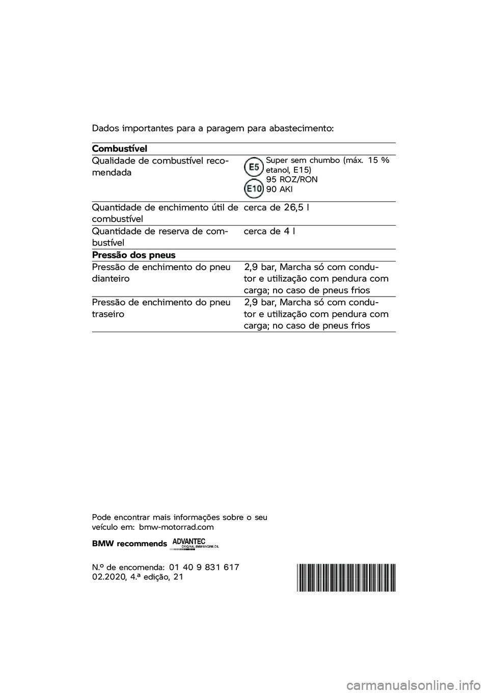 BMW MOTORRAD K 1600 B 2020  Manual do condutor (in Portuguese) �"����& �
����\f������& ���\f� � ���\f���� ���\f� ��(��&����
������E
�������\b�	�\f�
�
�F�	���
���� �� ����(�	�&����� �\f����+�������