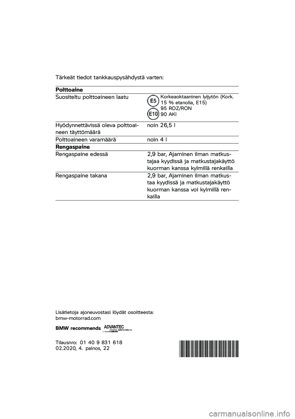 BMW MOTORRAD K 1600 B 2020  Käsikirja (in Finnish) �%����
��
 �
��
��\b�
 �
��	������ ��������
� �\f���
�
�	�;
���������\b�	
�:��\b���
�
��
� � �\b��
�
�\b���	�
�
�	 ����
��9�\b���
��\b��
���	��	�
�	 �
