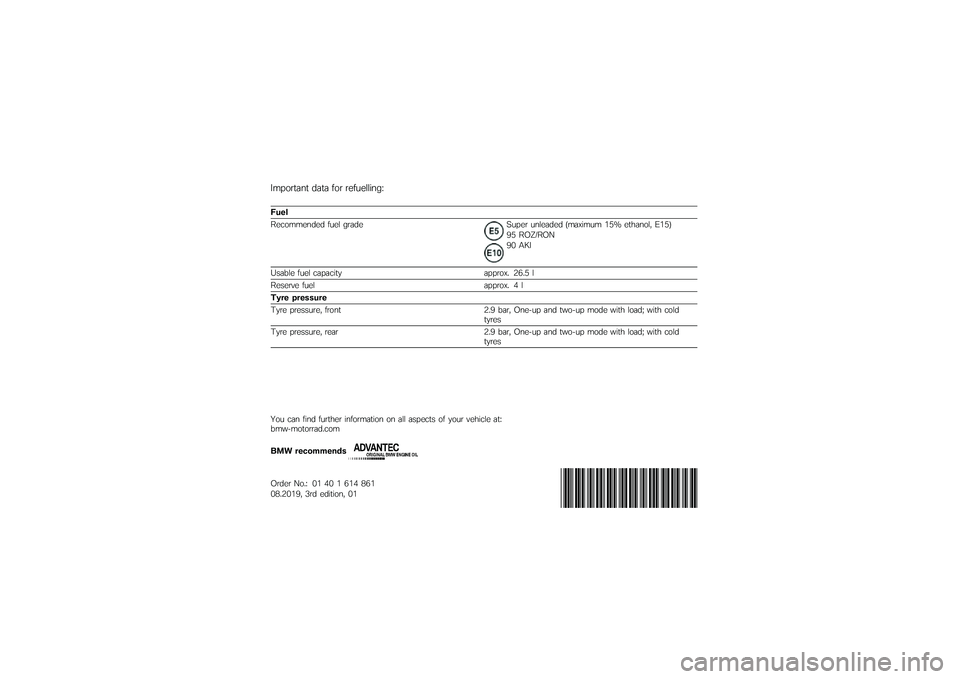 BMW MOTORRAD K 1600 B 2019  Riders Manual (in English) ������
��\f�
 ���
� ��� ��������	�\f��9
��\f��
���
�����\f��� ���� ���������� ��\f������ ����+�	��� �/�:�; ��
�\b��\f���% �*�/�:�"�0�: �