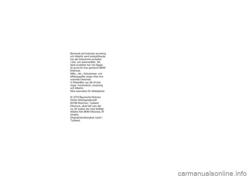 BMW MOTORRAD K 1600 B 2019  Instruktionsbok (in Swedish) �%�����\f�� ��& ������\f���
 �
���
�
��\f��\f����\b �����(��\b� � �
�	�� ��	�\f��
�
��� ��	�\f����	�\f ��� �� �������	 �	�������
��� �(����# 