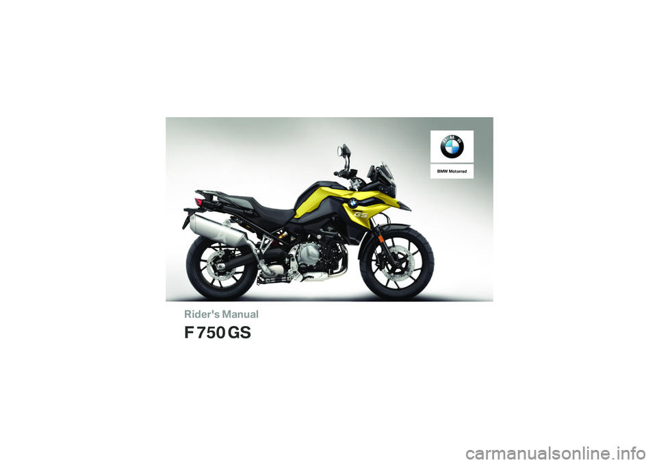 BMW MOTORRAD F 750 GS 2019  Riders Manual (in English) 