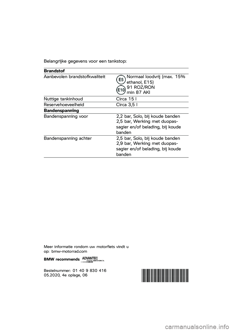 BMW MOTORRAD F 750 GS 2020  Handleiding (in Dutch) �/����
�\f�\b���� �\f��\f����
� ����\b ���
 �	��
���	���8
�������\b�	�

���
�������
 ��\b��
���	��������	���	�9��\b���� ������\b�� �"���: