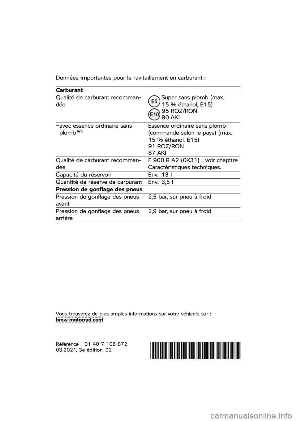 BMW MOTORRAD F 900 R 2021  Livret de bord (in French) �=����\f�� ����������� ���
� �\b� ��������\b�\b����� �� ����<�
���� �>
���������\b
�?�
��\b���\f �� ����<�
���� �����������\f��*