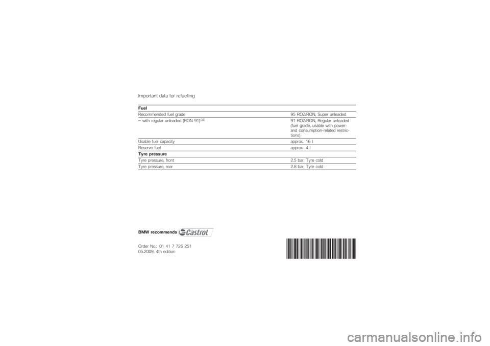 BMW MOTORRAD F 800 S 2009  Riders Manual (in English) -
 	 
 .

		  	%/ .012.0 * 		  		 3.0 %45
0 
%4 .012.0 . 		
3 	 \b\f  

	 

\b
